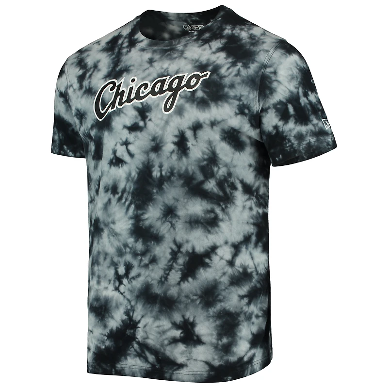 T-shirt tie-dye noir New Era pour homme, aux couleurs des Chicago White Sox.