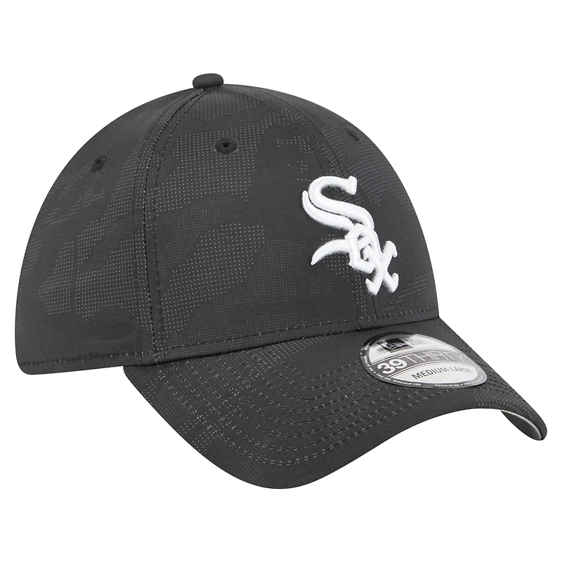 Casquette New Era 39THIRTY Flex noire à motif camouflage ton sur pour homme, Chicago White Sox