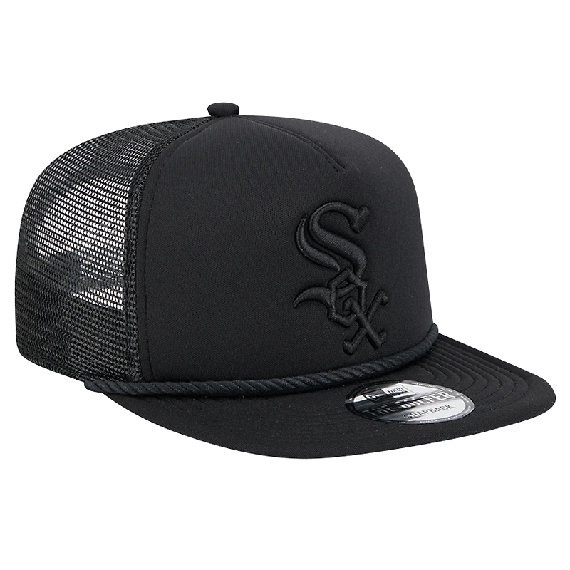 Men's New Era Black Chicago White Sox Tone Foam Meshback Golfer Snapback Hat