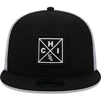 Men's New Era Black Chicago White Sox Vert Squared Trucker 9FIFTY Snapback Hat