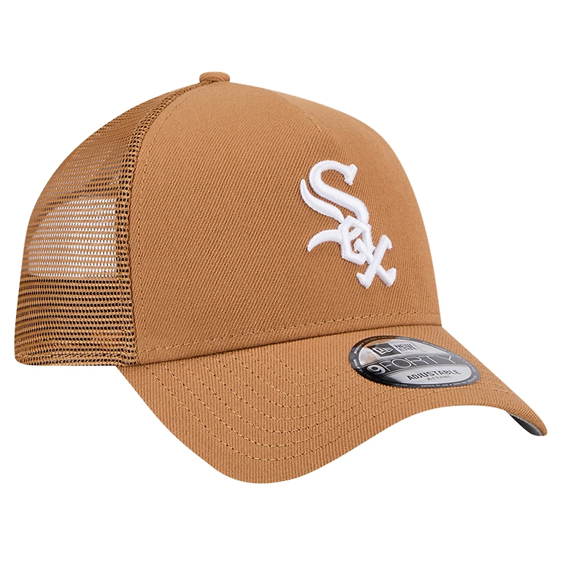 Men's New Era Brown Chicago White Sox A-Frame Trucker 9FORTY Adjustable Hat