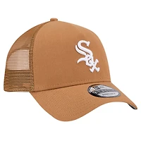Men's New Era Brown Chicago White Sox A-Frame Trucker 9FORTY Adjustable Hat