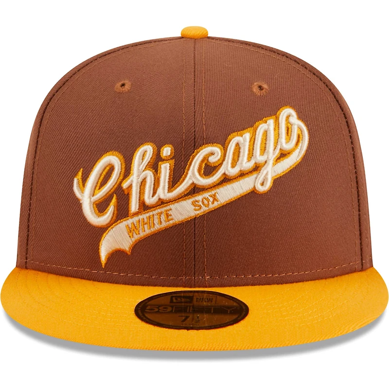 Casquette ajustée 59FIFTY New Era pour hommes des Chicago White Sox Tiramisu marron