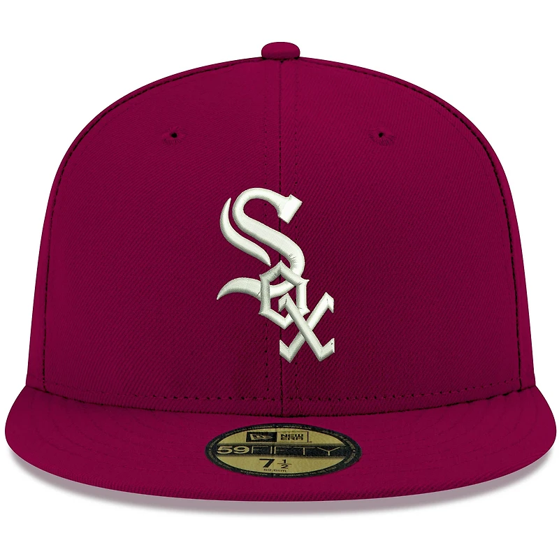 Men's New Era Cardinal Chicago White Sox Logo 59FIFTY Fitted Hat