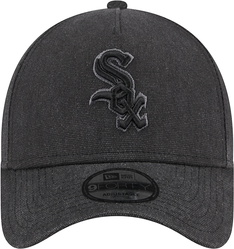 Men's New Era Charcoal Chicago White Sox Logo Essentials 9FORTY A-Frame Adjustable Hat