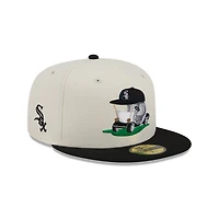 Men's New Era  Cream/Black Chicago White Sox Bullpen Cart 59FIFTY Fitted Hat