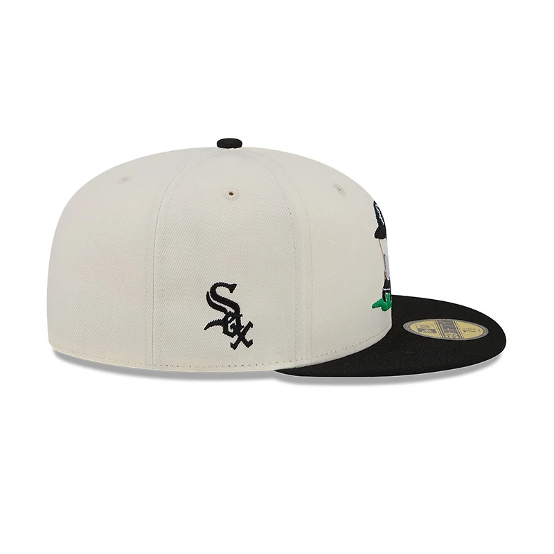 Men's New Era  Cream/Black Chicago White Sox Bullpen Cart 59FIFTY Fitted Hat