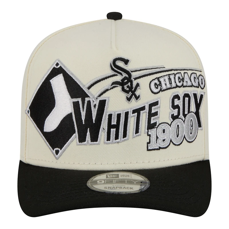 Casquette snapback New Era crème/noire Chicago White Sox Classic A-Frame 9FIFTY pour homme