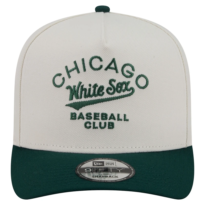 Men's New Era  Cream/Dark Green Chicago White Sox Chrome A-Frame 9FIFTY Snapback Hat