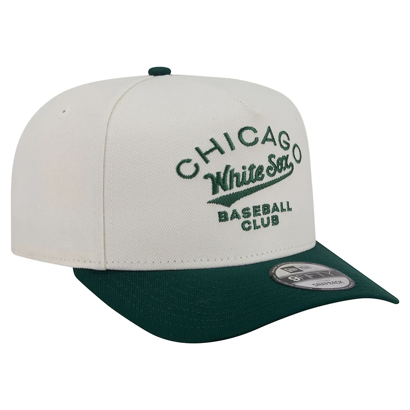 Men's New Era  Cream/Dark Green Chicago White Sox Chrome A-Frame 9FIFTY Snapback Hat