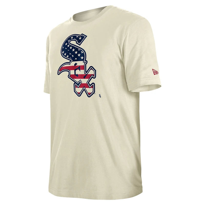 Men's New Era Cream Chicago White Sox Americana Flag Fill T-Shirt