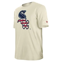 Men's New Era Cream Chicago White Sox Americana Flag Fill T-Shirt
