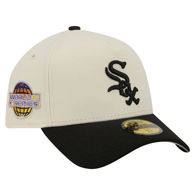 Men's New Era Cream Chicago White Sox Chrome A-Frame 59FORTY Fitted Hat