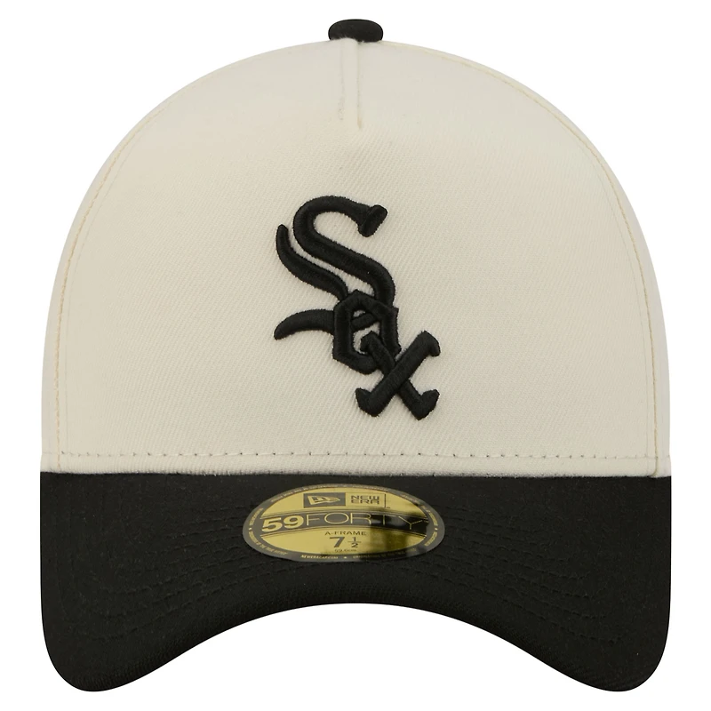 Men's New Era Cream Chicago White Sox Chrome A-Frame 59FORTY Fitted Hat