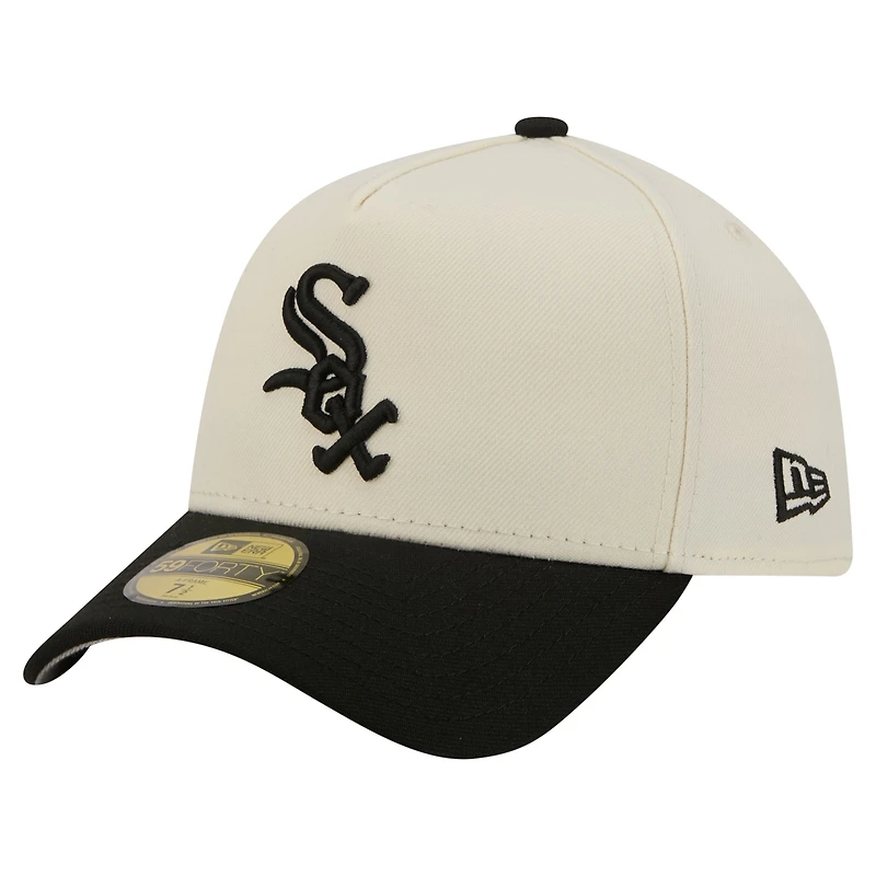 Men's New Era Cream Chicago White Sox Chrome A-Frame 59FORTY Fitted Hat
