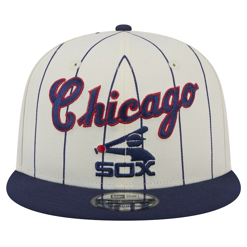 Men's New Era Cream Chicago White Sox Jersey Pinstripe 9FIFTY Snapback Hat
