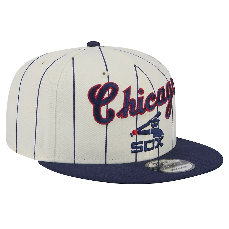 Men's New Era Cream Chicago White Sox Jersey Pinstripe 9FIFTY Snapback Hat