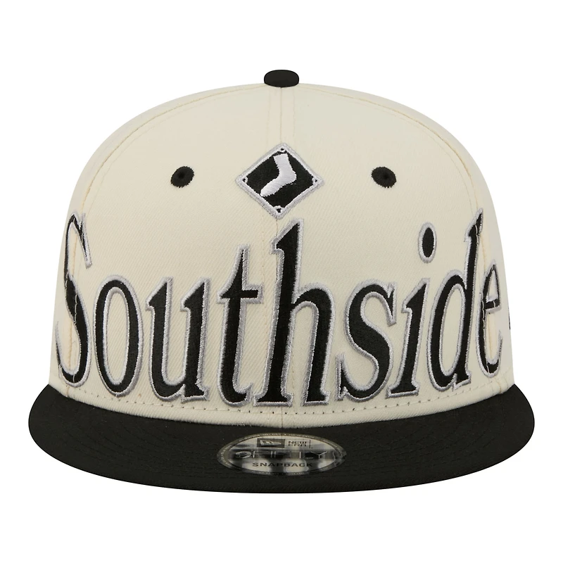 Men's New Era Cream Chicago White Sox Oversized Slogan 9FIFTY Snapback Hat