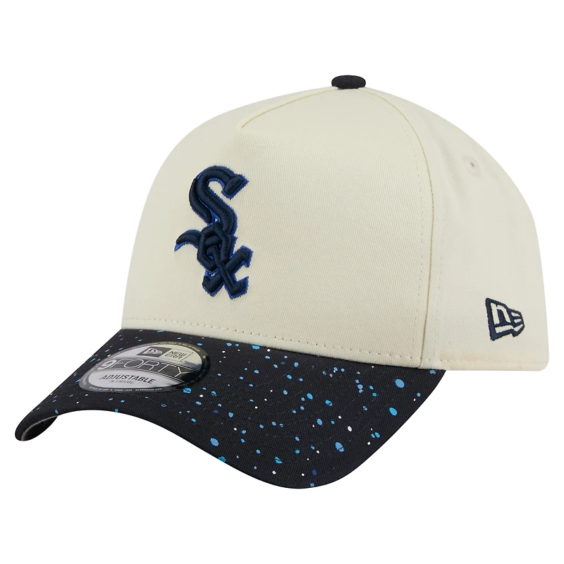 Casquette ajustable New Era 9FORTY crème pour homme, motif moucheté des Chicago White Sox