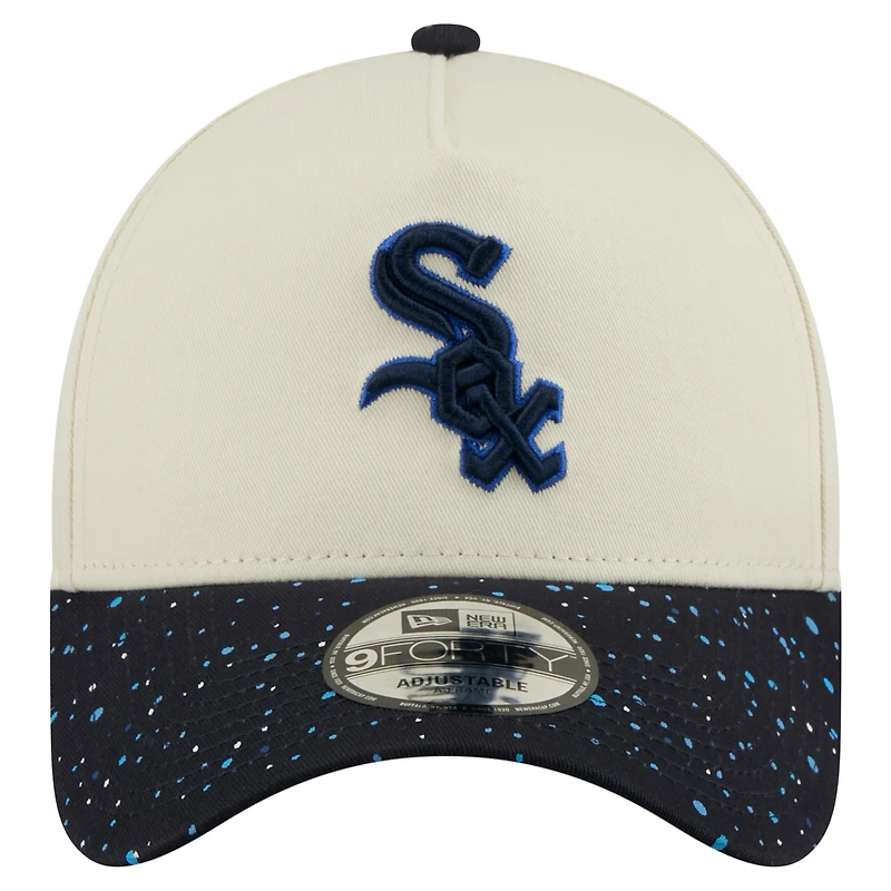 Men's New Era Cream Chicago White Sox Speckle A-Frame 9FORTY Adjustable Hat