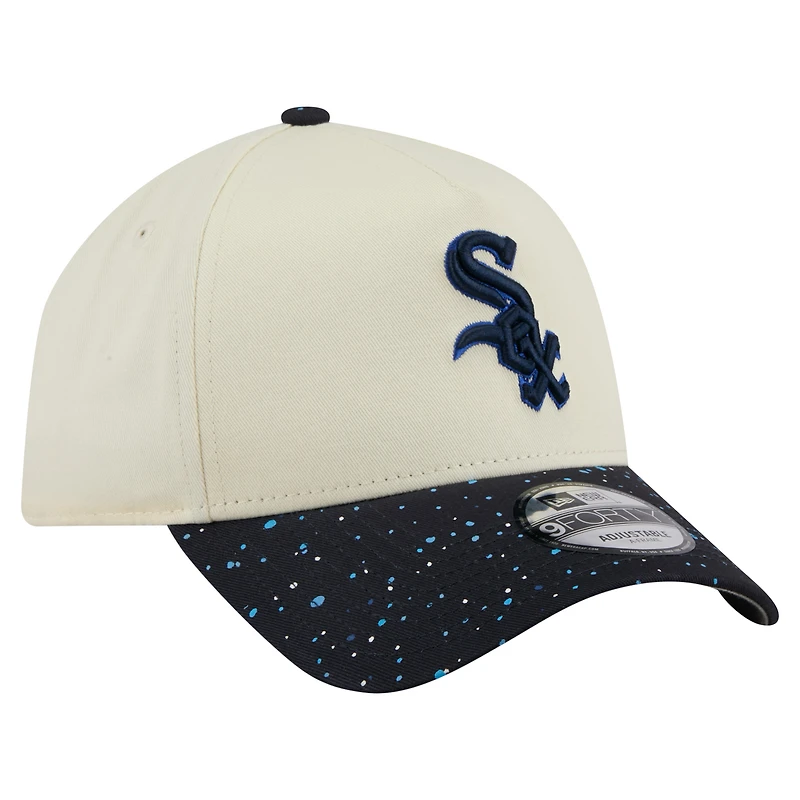 Men's New Era  Cream Chicago White Sox Speckle A-Frame 9FORTY Adjustable Hat