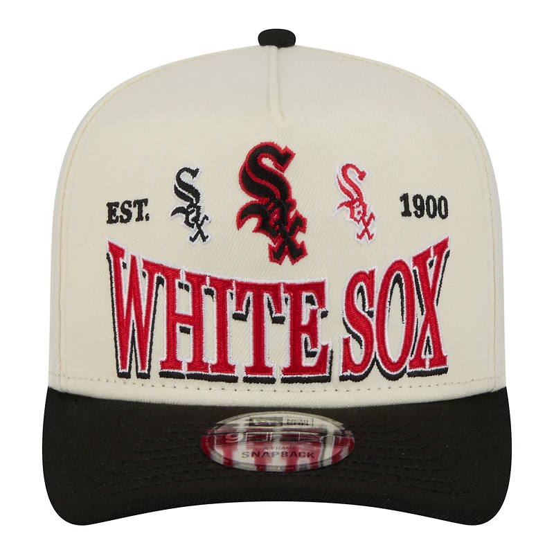 Casquette ajustable New Era crème Chicago White Sox Throwback Tri-Hit A-Frame 9FIFTY pour homme