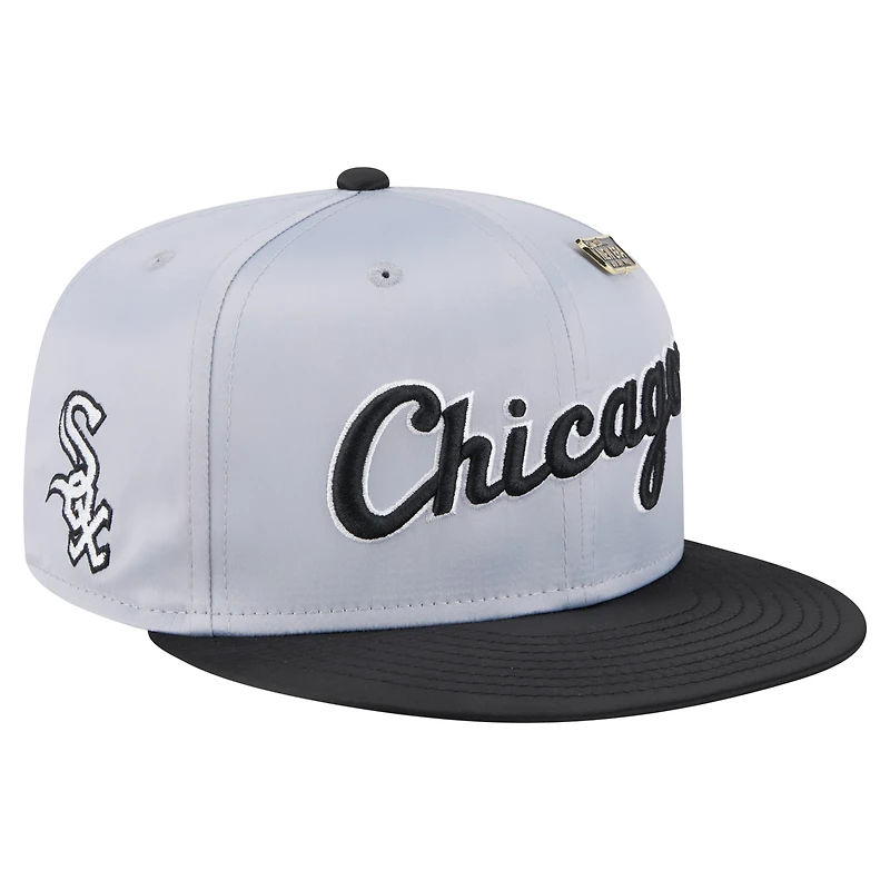 Men's New Era Gray/Black Chicago White Sox Satin 59FIFTY Fitted Hat