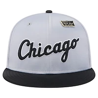 Casquette ajustée New Era 59FIFTY en satin gris/noir pour homme, Chicago White Sox