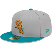 Casquette ajustée 59FIFTY Chicago White Sox New Era pour homme, gris/bleu sarcelle