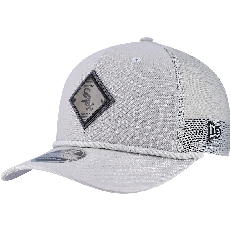 Casquette ajustable à boutons-pression extensibles New Era pour hommes, gris, Chicago White Sox, logo 9SEVENTY