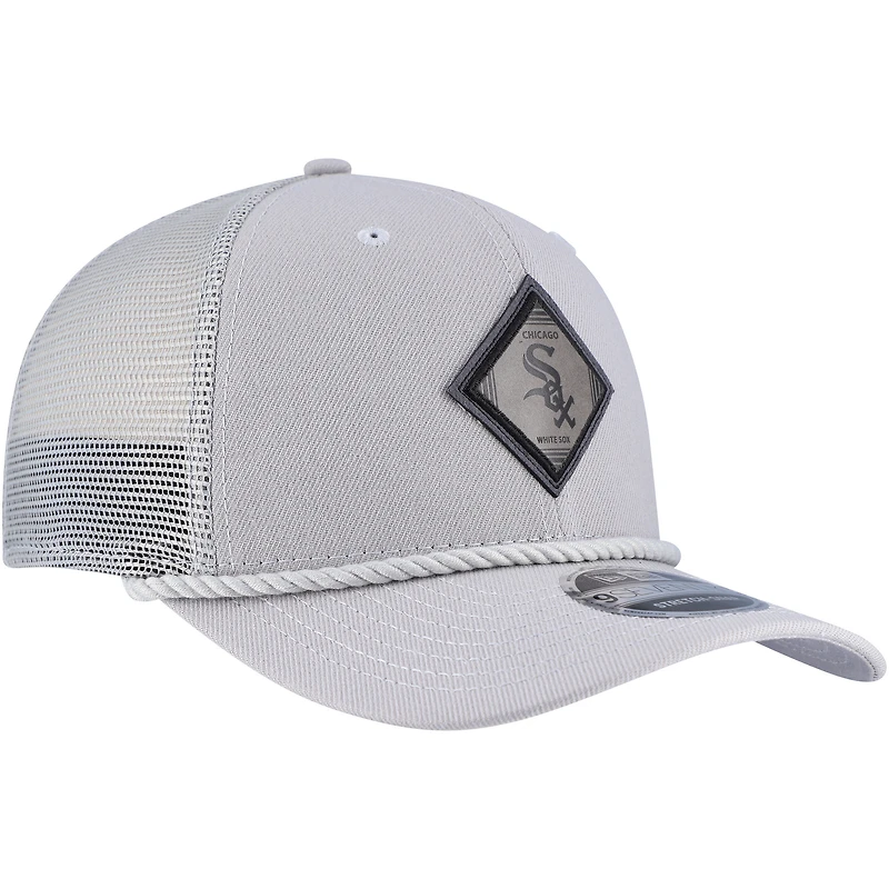 Casquette ajustable à boutons-pression extensibles New Era pour hommes, gris, Chicago White Sox, logo 9SEVENTY