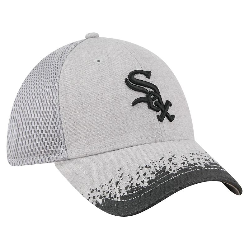 Casquette New Era 39THIRTY Flex grise pour homme, motif éclaboussures de peinture, Chicago White Sox