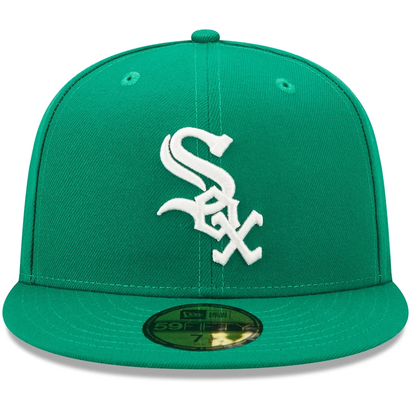Casquette ajustée 59FIFTY avec logo blanc Chicago White Sox Kelly New Era pour homme