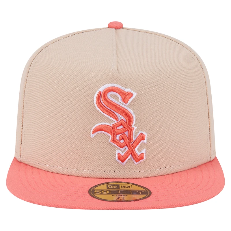Men's New Era Light Beige/Coral Chicago White Sox Two-Tone Color Pack A-Frame 59FIFTY Fitted Hat