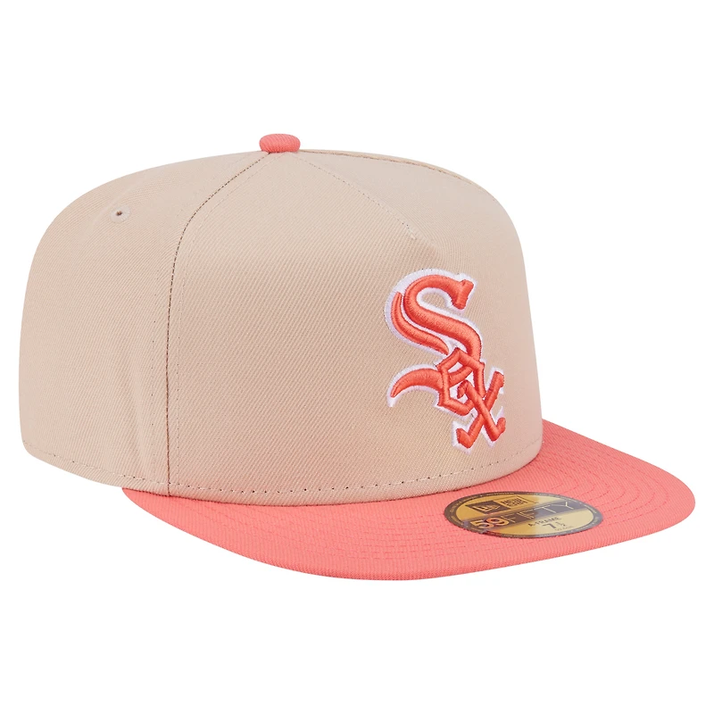 Men's New Era Light Beige/Coral Chicago White Sox Two-Tone Color Pack A-Frame 59FIFTY Fitted Hat