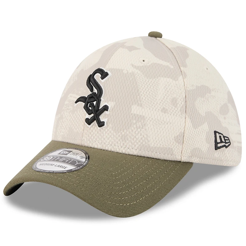 Men's New Era Light Beige/Olive Chicago White Sox 2025 Armed Forces Day 39THIRTY Flex Hat