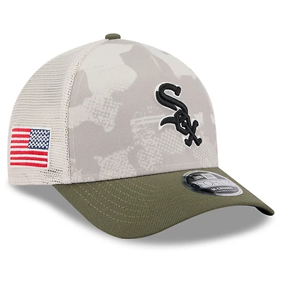 Men's New Era Light Beige/Olive Chicago White Sox 2025 Armed Forces Day 9FORTY M-Crown A-Frame Adjustable Hat