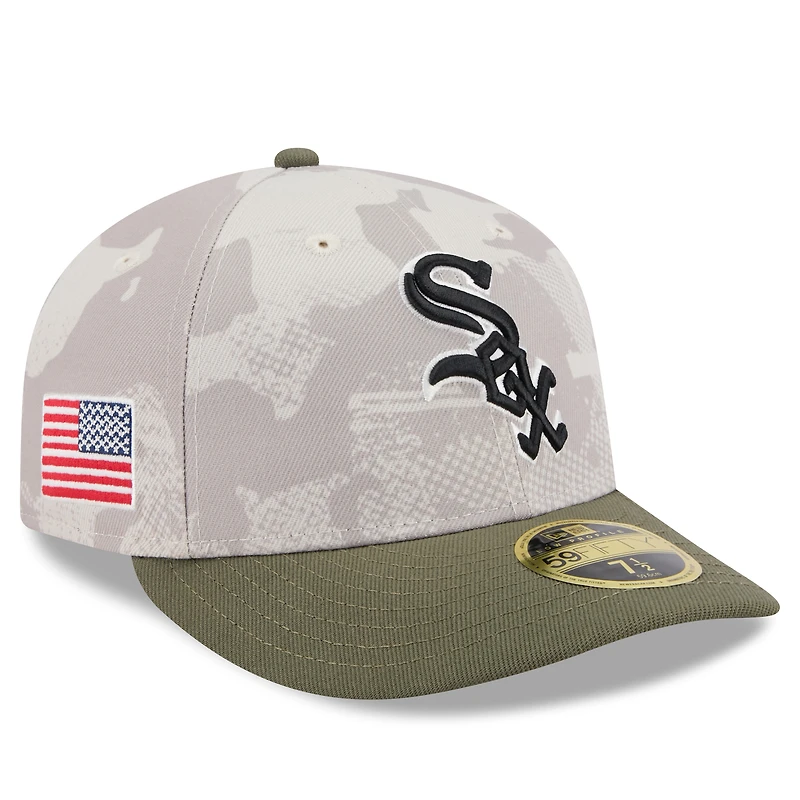 Men's New Era Light Beige/Olive Chicago White Sox 2025 Armed Forces Day Low Profile 59FIFTY Fitted Hat