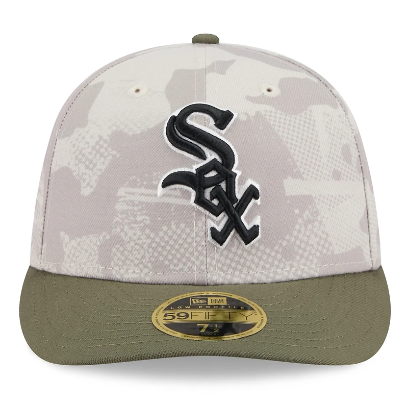 Men's New Era Light Beige/Olive Chicago White Sox 2025 Armed Forces Day Low Profile 59FIFTY Fitted Hat