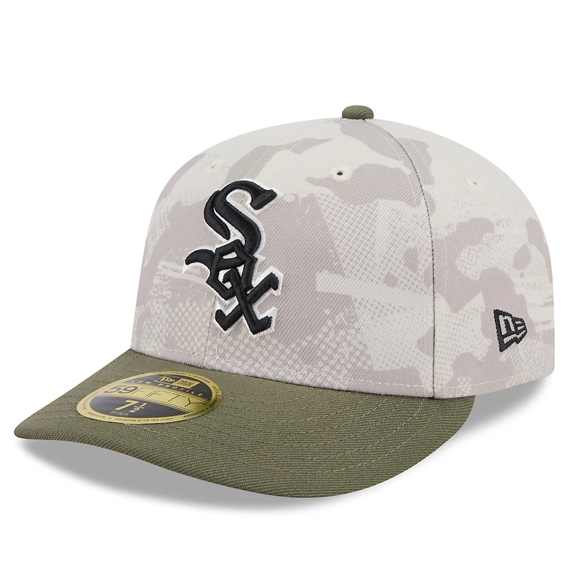 Men's New Era Light Beige/Olive Chicago White Sox 2025 Armed Forces Day Low Profile 59FIFTY Fitted Hat