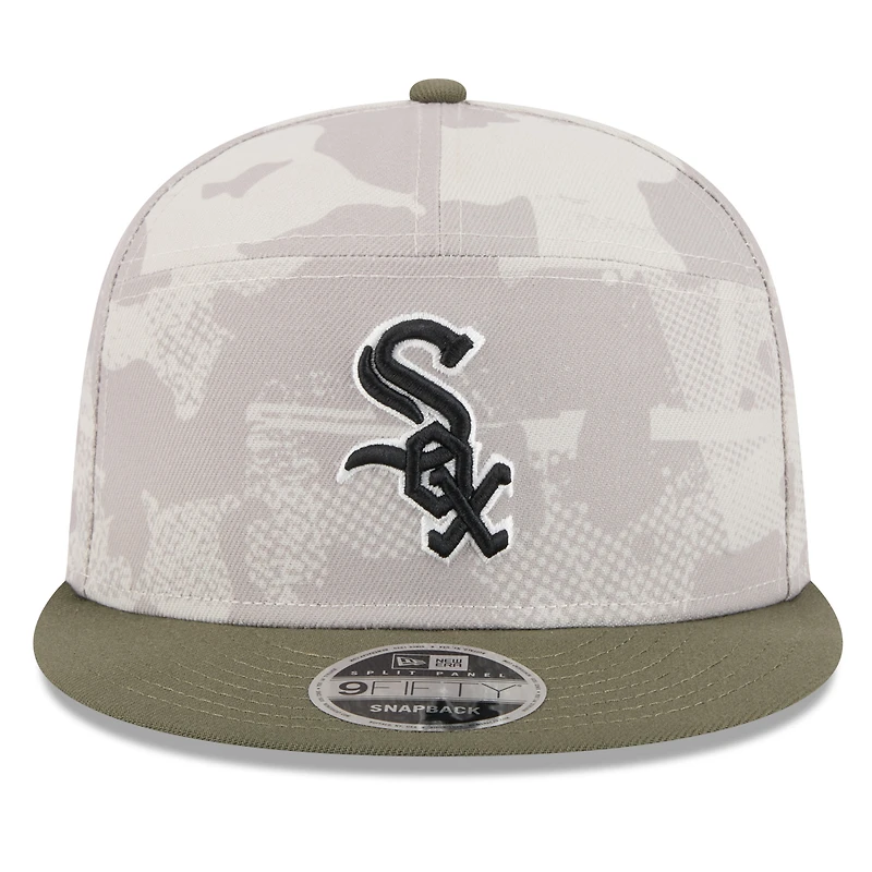 Men's New Era Light Beige/Olive Chicago White Sox 2025 Armed Forces Day Split Panel 9FIFTY Snapback Hat