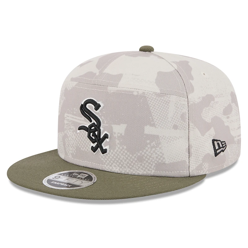 Men's New Era Light Beige/Olive Chicago White Sox 2025 Armed Forces Day Split Panel 9FIFTY Snapback Hat