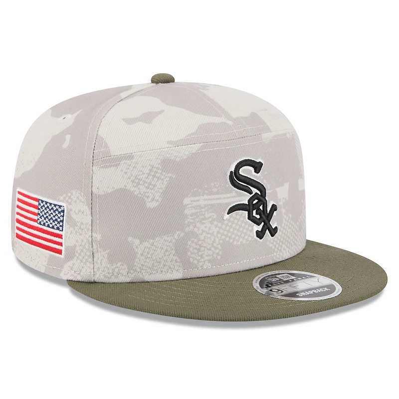 Men's New Era Light Beige/Olive Chicago White Sox 2025 Armed Forces Day Split Panel 9FIFTY Snapback Hat