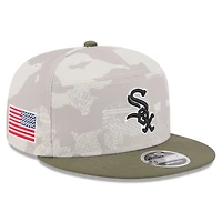 Men's New Era Light Beige/Olive Chicago White Sox 2025 Armed Forces Day Split Panel 9FIFTY Snapback Hat