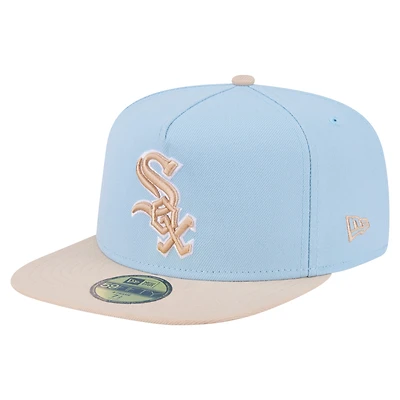 Men's New Era Light Blue/Cream Chicago White Sox Two-Tone Color Pack A-Frame 59FIFTY Fitted Hat