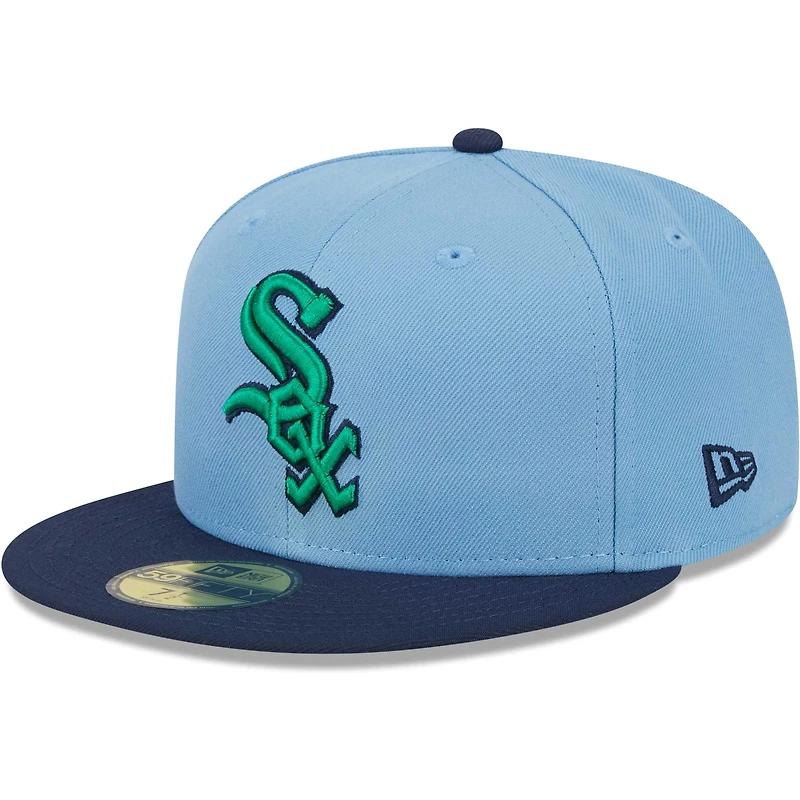 Casquette ajustée 59FIFTY avec sous-visière verte Chicago White Sox New Era pour homme, bleu clair/bleu marine