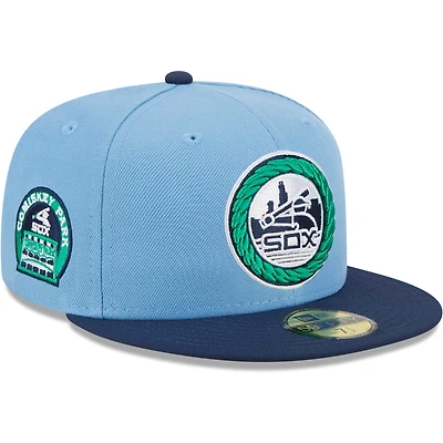 Casquette ajustée 59FIFTY avec sous-visière verte Chicago White Sox New Era pour homme, bleu clair/bleu marine