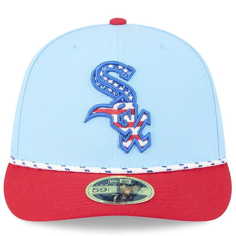 Men's New Era Light Blue/Red Chicago White Sox 2025 Fourth of July Low Profile 59FIFTY Fitted Hat