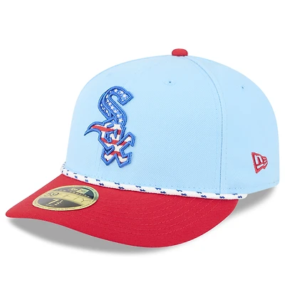 Men's New Era Light Blue/Red Chicago White Sox 2025 Fourth of July Low Profile 59FIFTY Fitted Hat