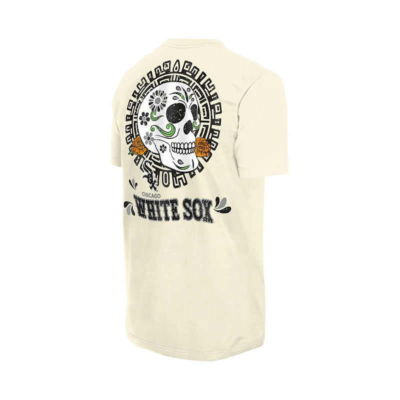 Men's New Era Natural Chicago White Sox Dia de los Muertos Sugar Skull T-Shirt